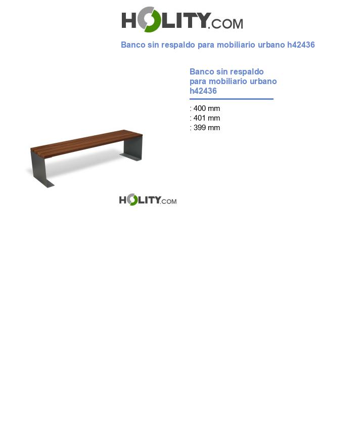Banco sin respaldo para mobiliario urbano h42436