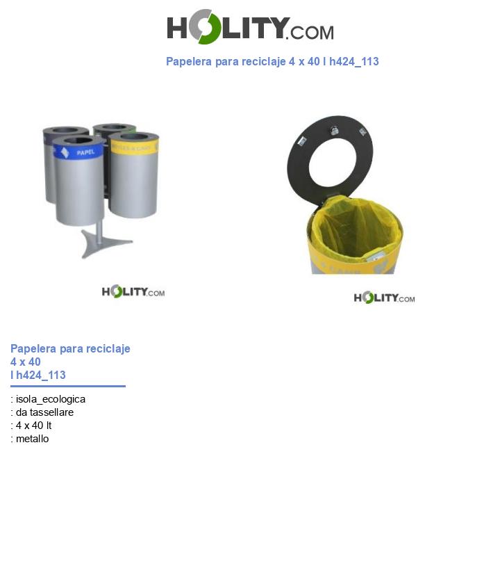 Papelera para reciclaje 4 x 40 l h424_113