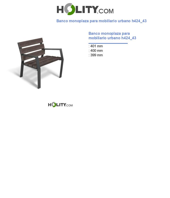 Banco monoplaza para mobiliario urbano h424_43