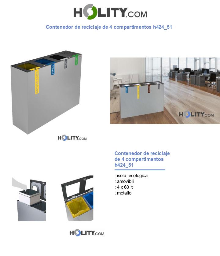 Contenedor de reciclaje de 4 compartimentos h424_51