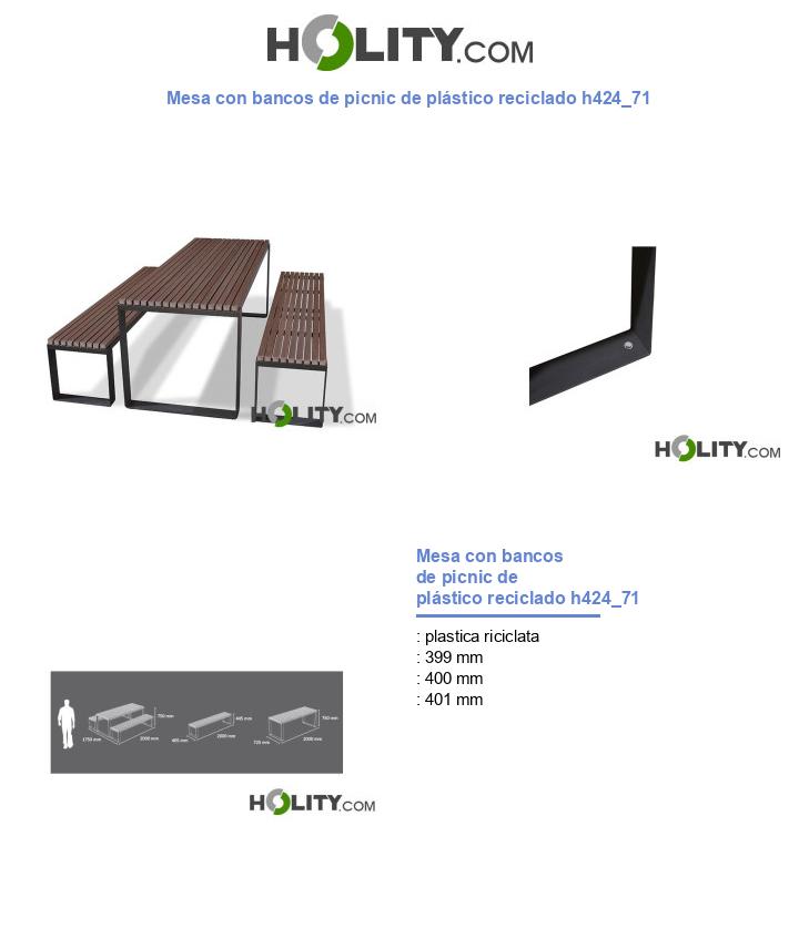 Mesa con bancos de picnic de plástico reciclado h424_71