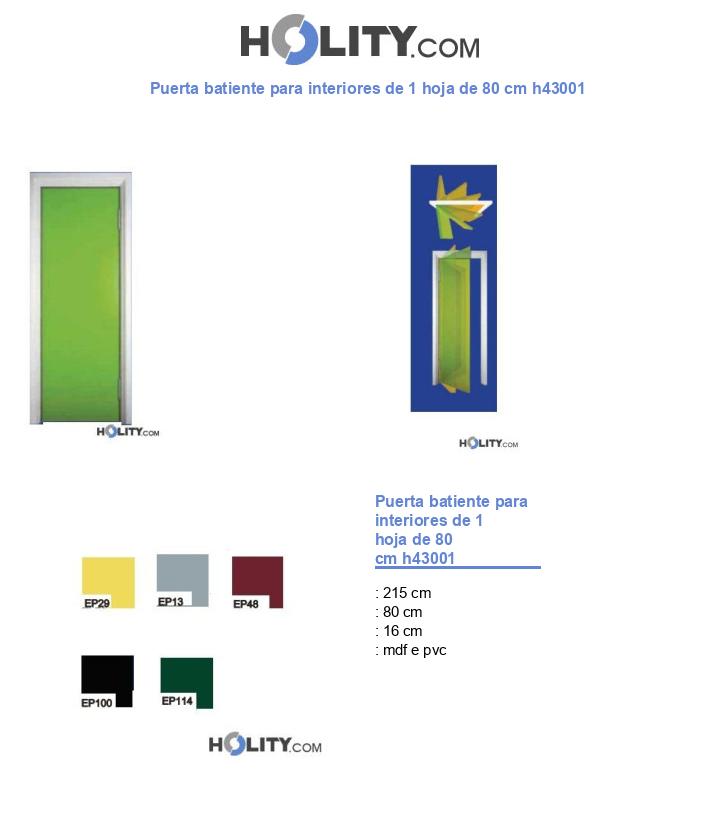 Puerta batiente para interiores de 1 hoja de 80 cm h43001