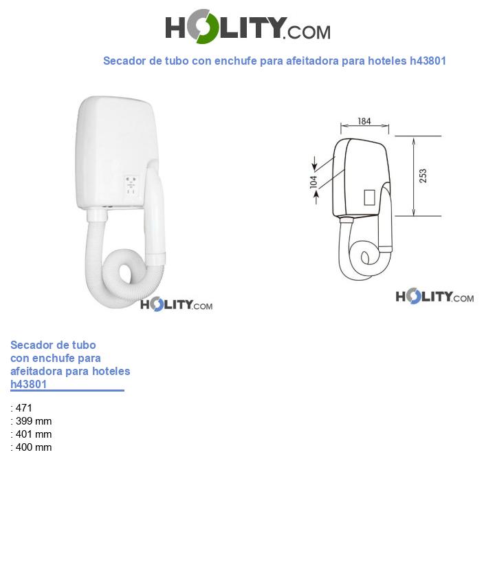 Secador de tubo con enchufe para afeitadora para hoteles h43801