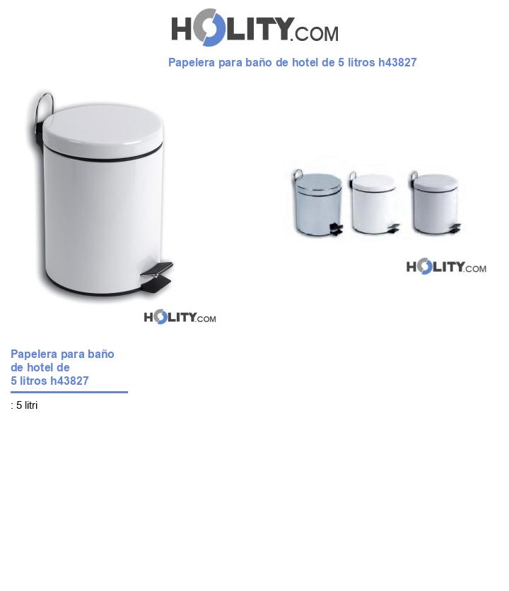 Papelera para baño de hotel de 5 litros h43827