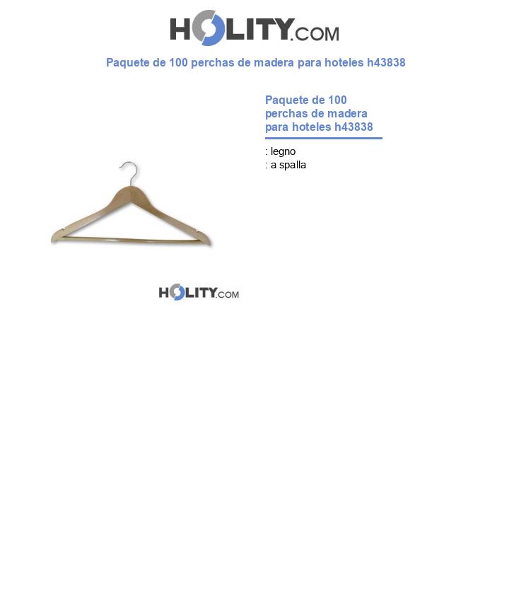 Paquete de 100 perchas de madera para hoteles h43838