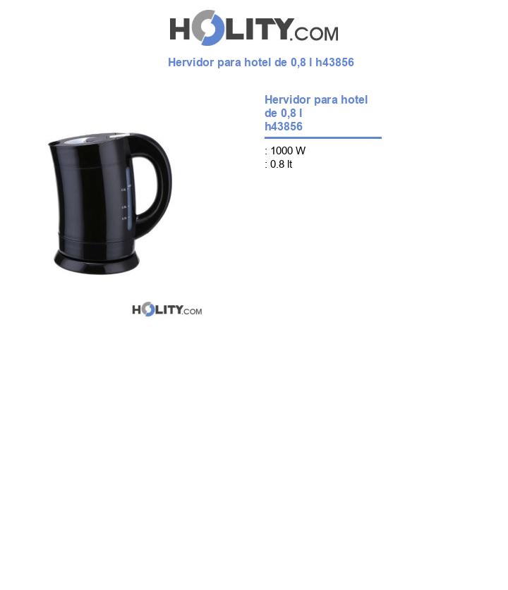 Hervidor para hotel de 0,8 l h43856