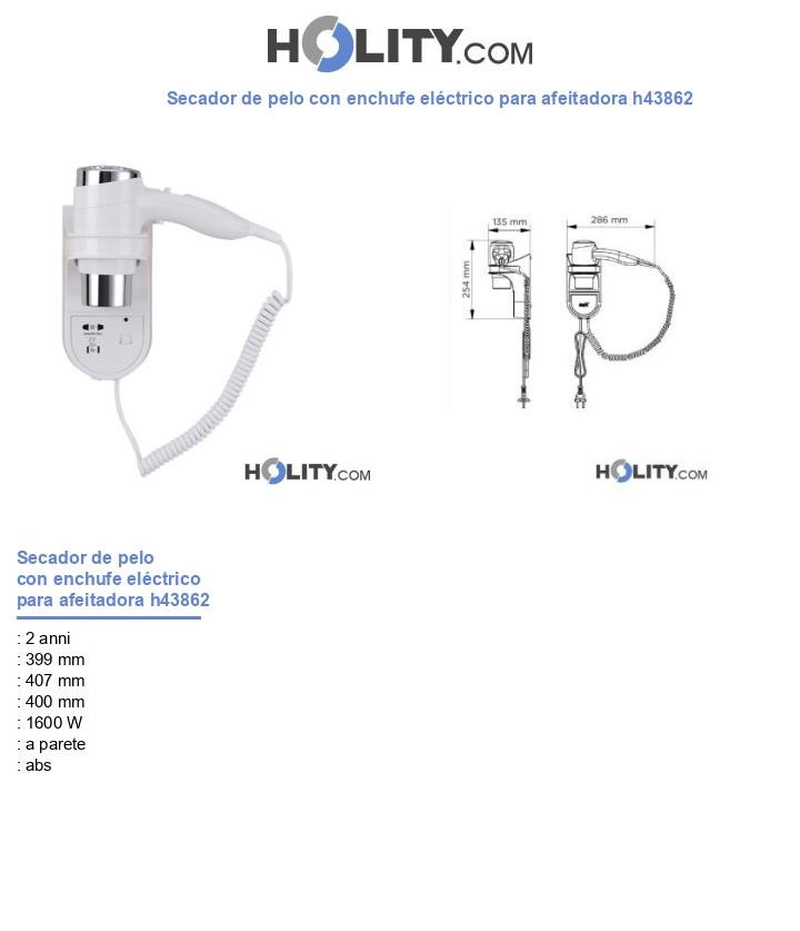 Phon a pistola per hotel con presa rasoio elettrico h43862