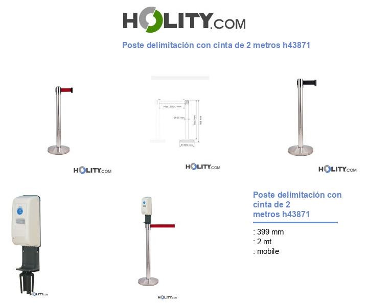 Poste delimitación con cinta de 2 metros h43871