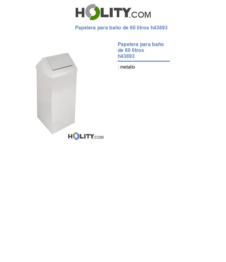 Papelera para baño de 60 litros h43893