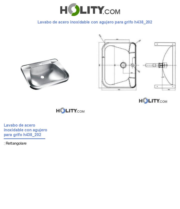 Lavabo de acero inoxidable con agujero para grifo h438_202