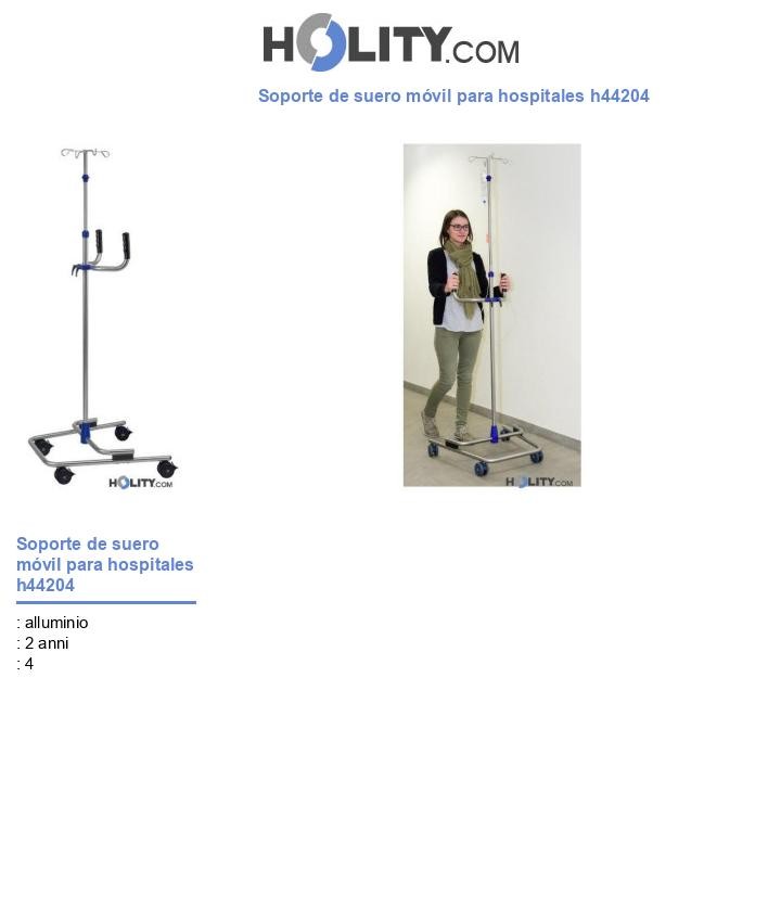 Soporte de suero móvil para hospitales h44204