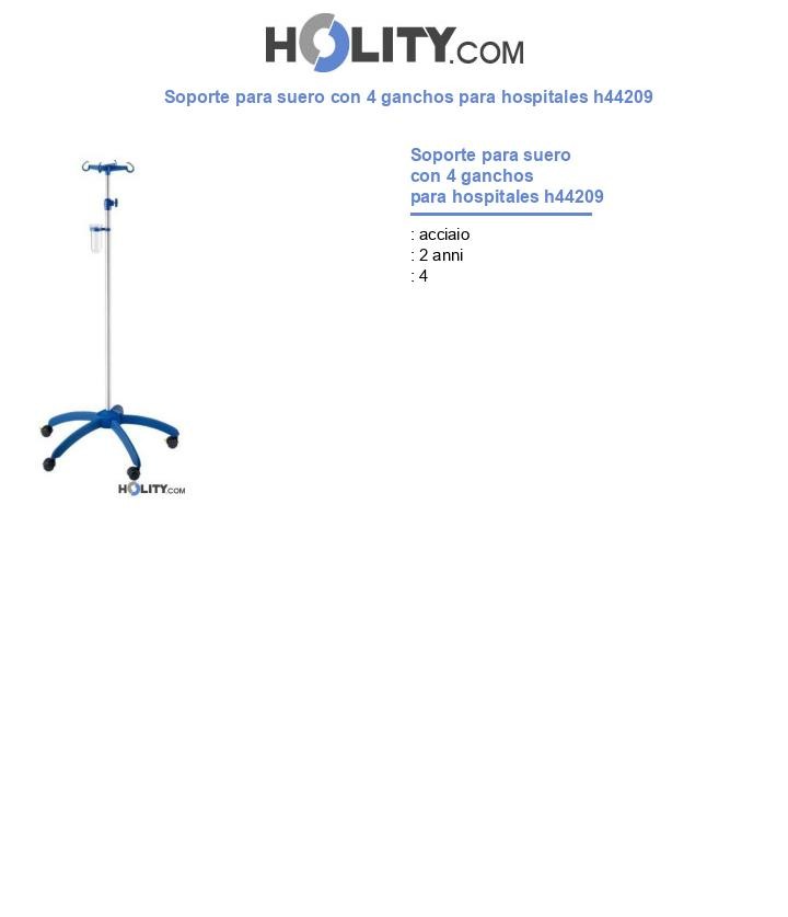 Soporte para suero con 4 ganchos para hospitales h44209