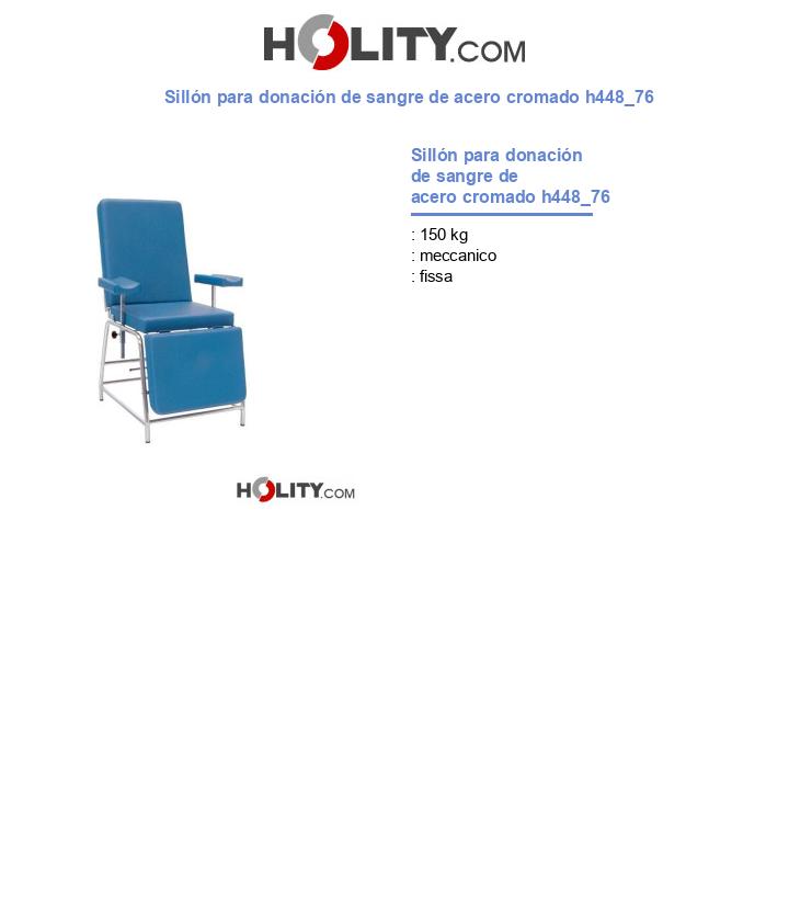 Sillón para donación de sangre de acero cromado h448_76