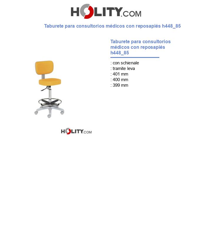 Taburete para consultorios médicos con reposapiés h448_85