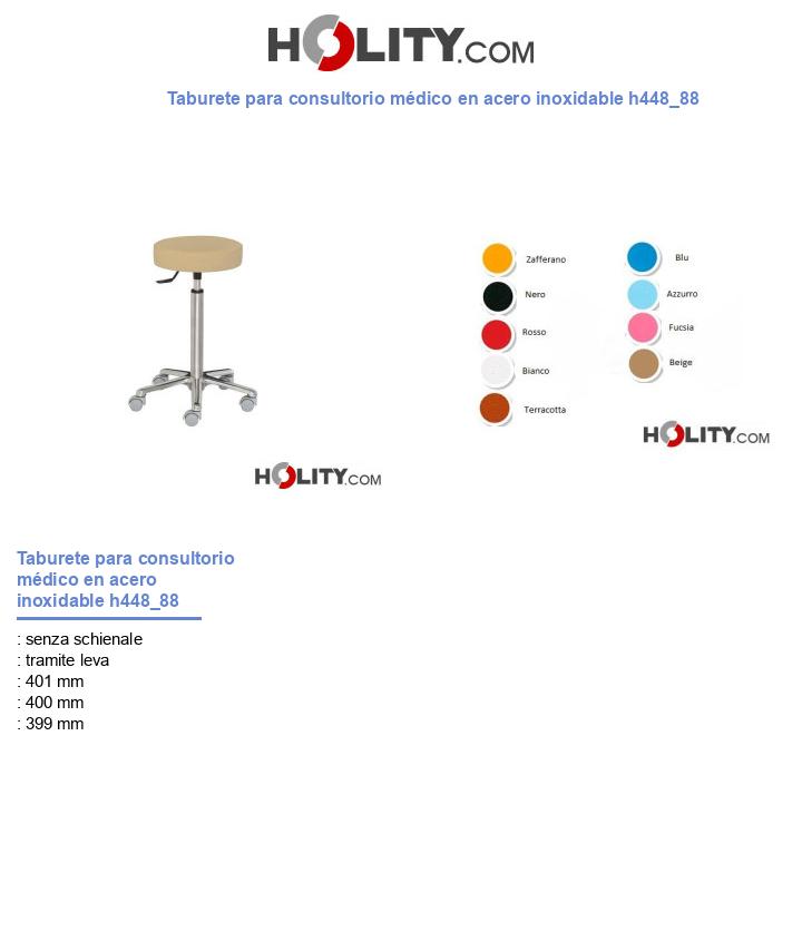 Taburete para consultorio médico en acero inoxidable h448_88