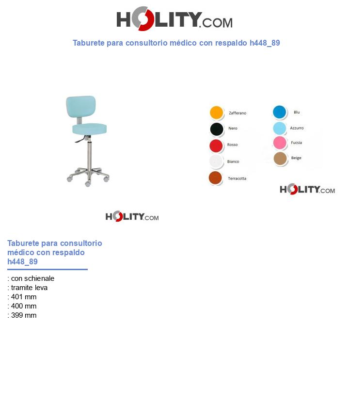 Taburete para consultorio médico con respaldo h448_89