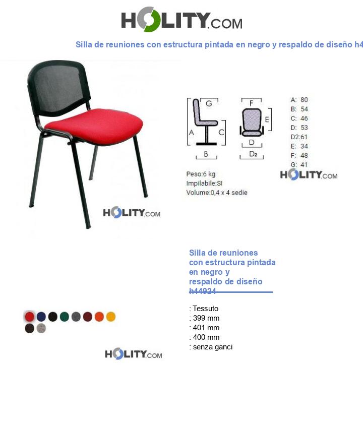 Silla de reuniones con estructura pintada en negro y respaldo de diseño h44924