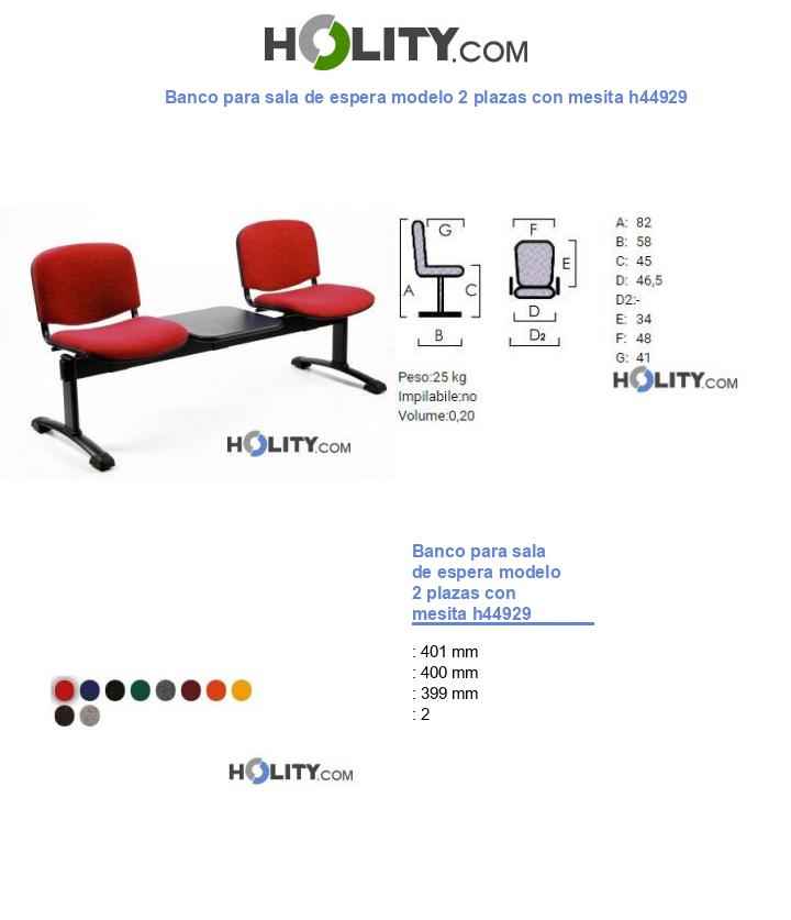 Banco para sala de espera modelo 2 plazas con mesita h44929