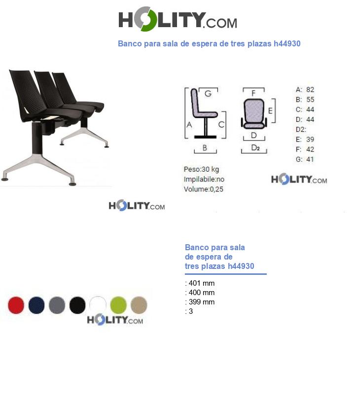 Banco para sala de espera de tres plazas h44930