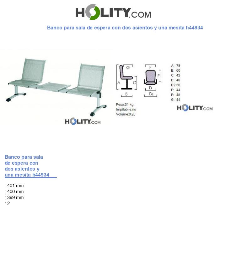 Banco para sala de espera con dos asientos y una mesita h44934