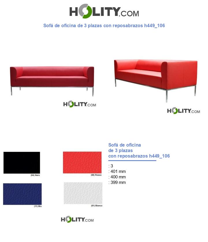 Sofá de oficina de 3 plazas con reposabrazos h449_106