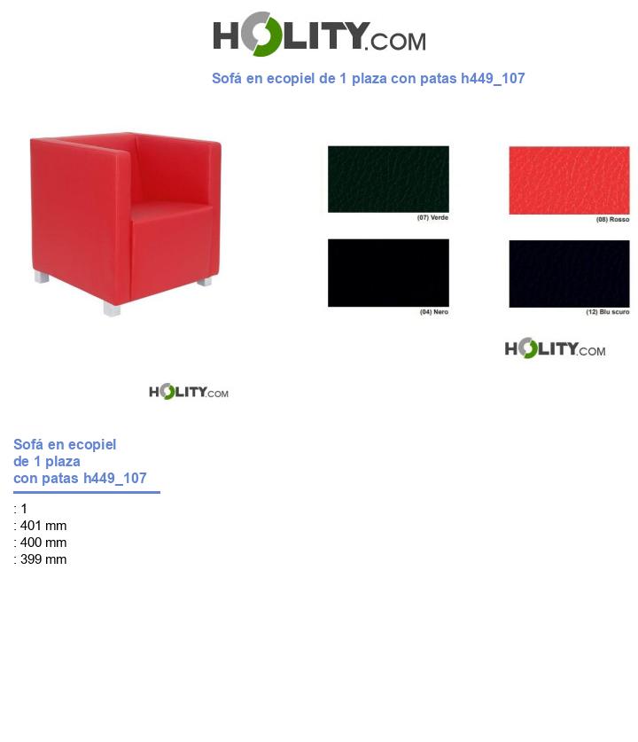 Sofá en ecopiel de 1 plaza con patas h449_107