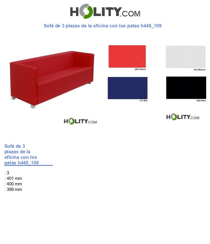 Sofá de 3 plazas de la oficina con los patas h449_109