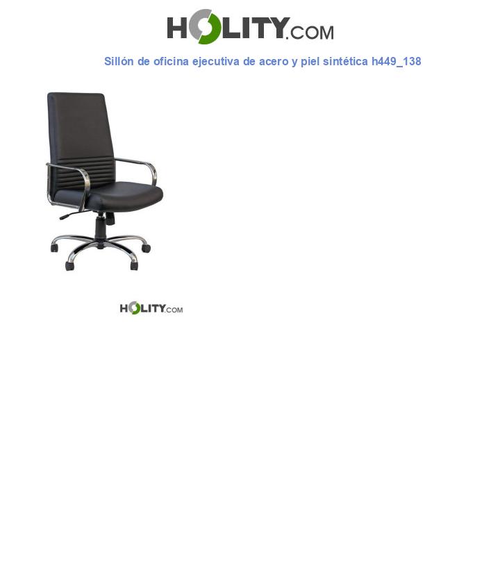 Sillón de oficina ejecutiva de acero y piel sintética h449_138