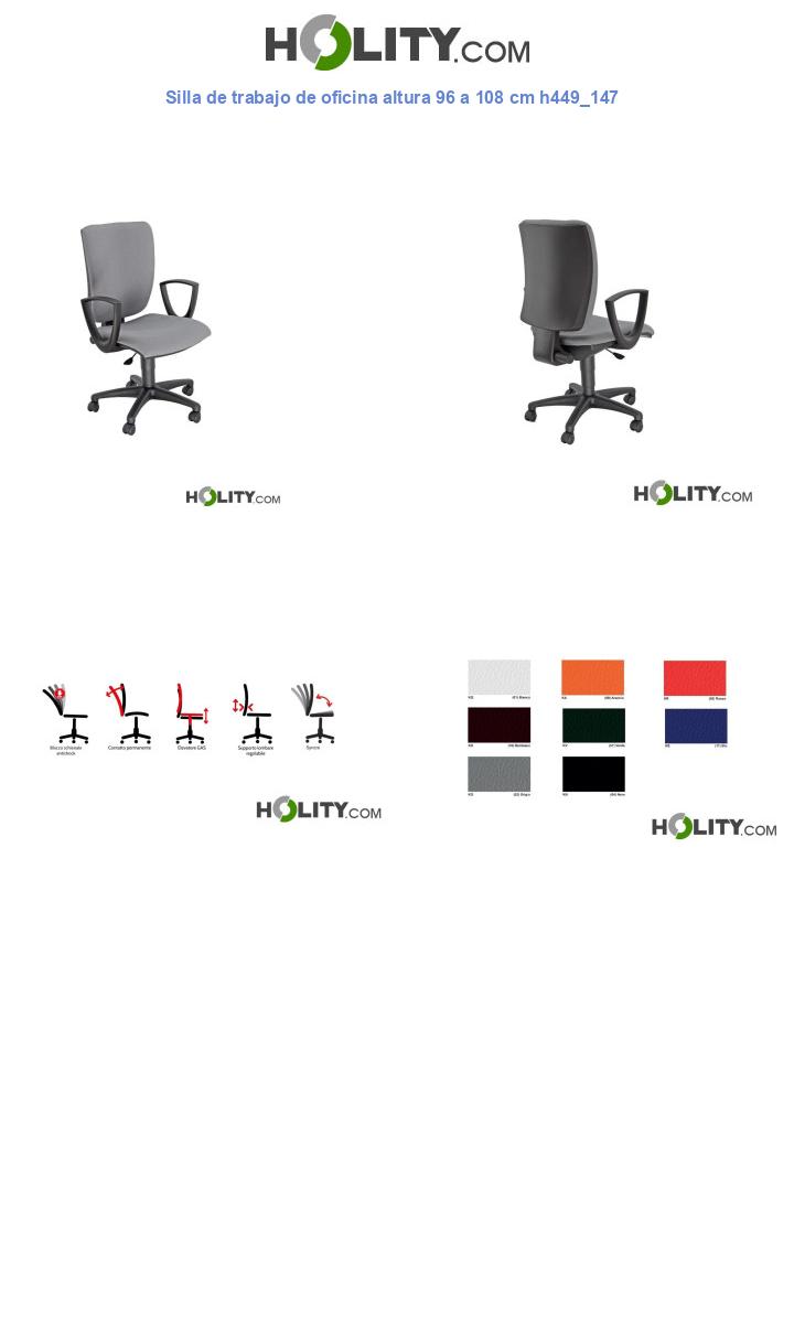Silla de trabajo de oficina altura 96 a 108 cm h449_147