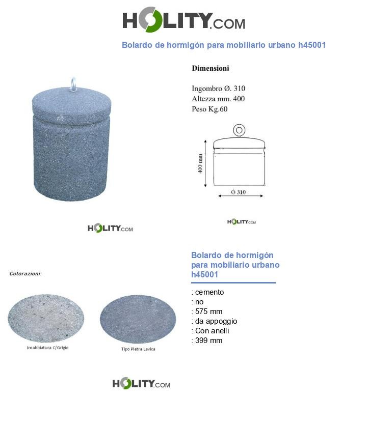 Bolardo de hormigón para mobiliario urbano h45001