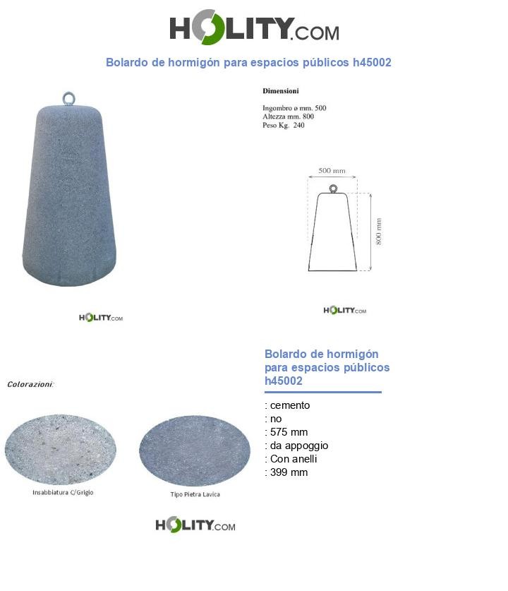 Bolardo de hormigón para espacios públicos h45002