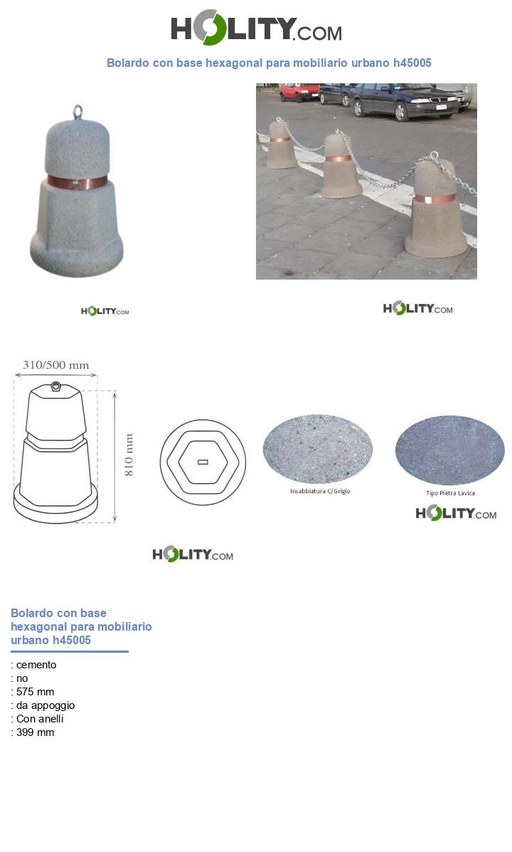 Bolardo con base hexagonal para mobiliario urbano h45005