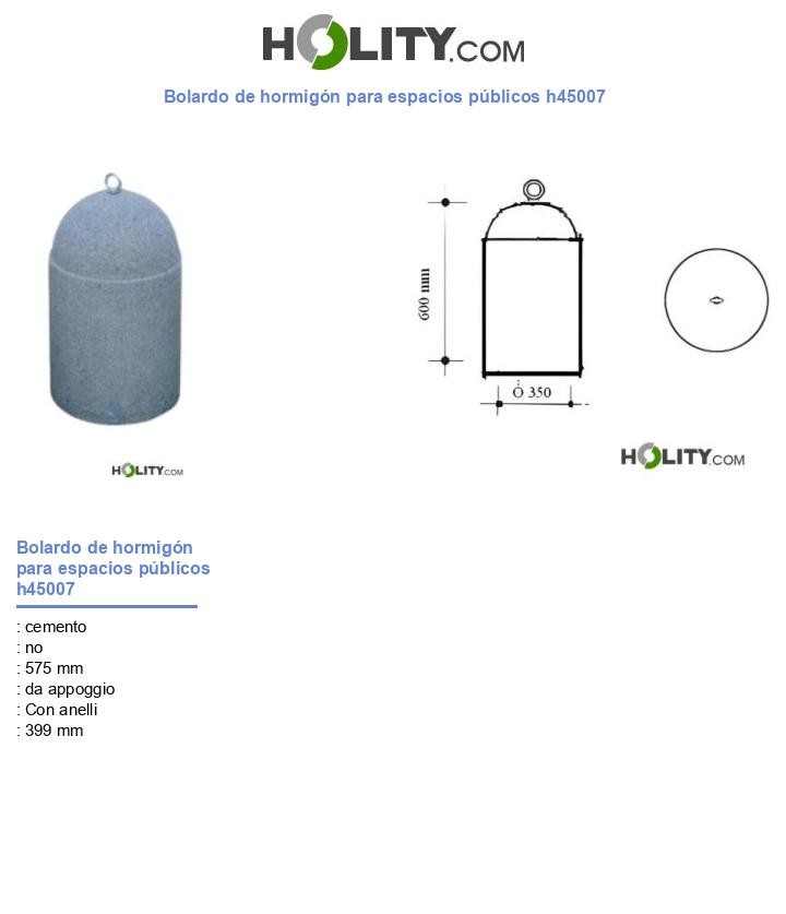 Bolardo de hormigón para espacios públicos h45007