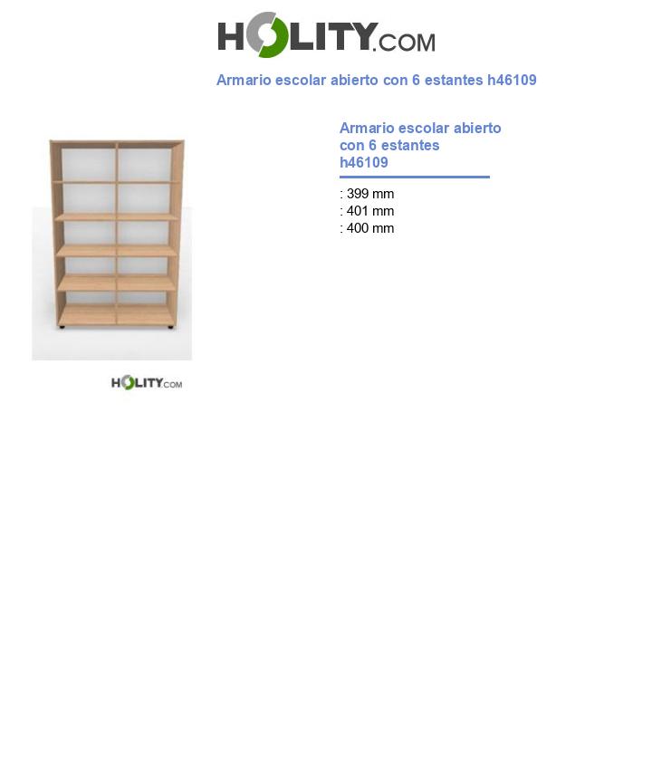 Armario escolar abierto con 6 estantes h46109