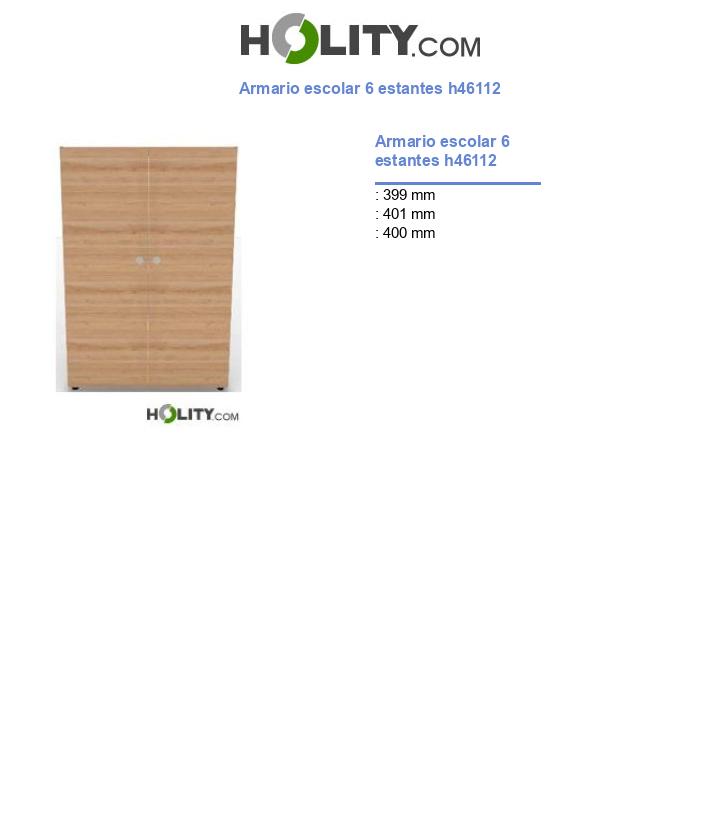 Armario escolar 6 estantes h46112