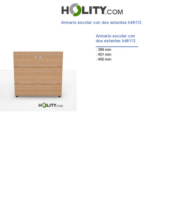 Armario escolar con dos estantes h46113