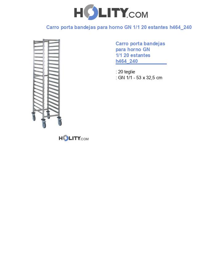 Carro porta bandejas para horno GN 1/1 20 estantes h464_240