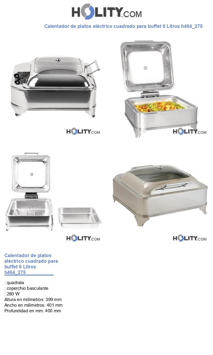 Calentador de platos eléctrico cuadrado para buffet 6 Litros h464_275