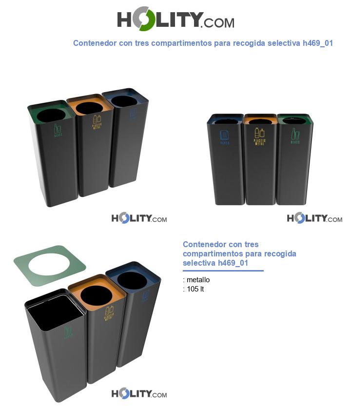Contenedor con tres compartimentos para recogida selectiva h469_01