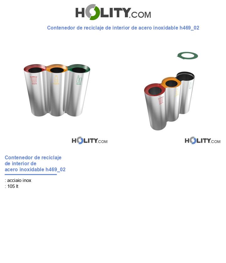 Contenedor de reciclaje de interior de acero inoxidable h469_02