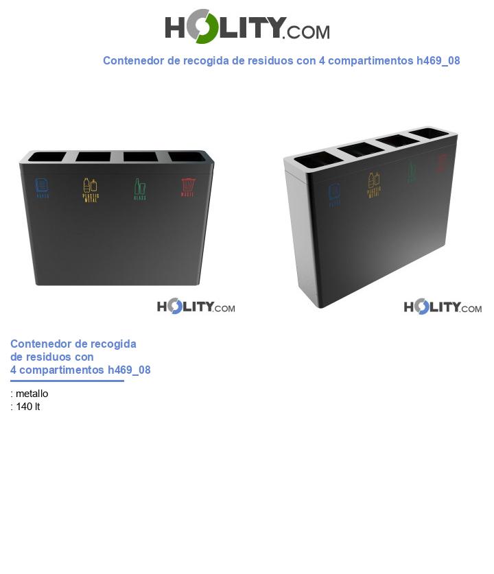 Contenedor de recogida de residuos con 4 compartimentos h469_08
