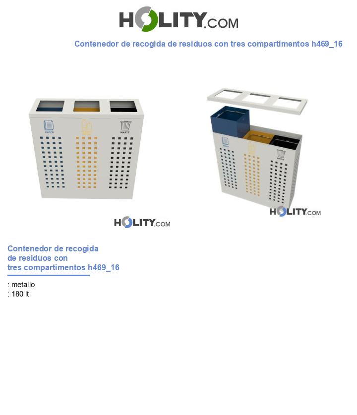 Contenedor de recogida de residuos con tres compartimentos h469_16