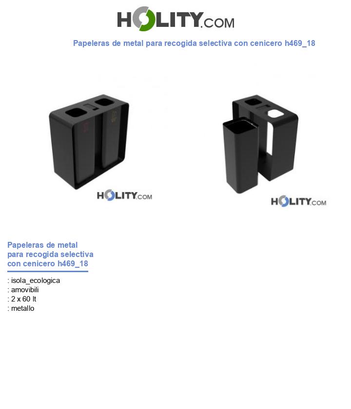 Papeleras de metal para recogida selectiva con cenicero h469_18