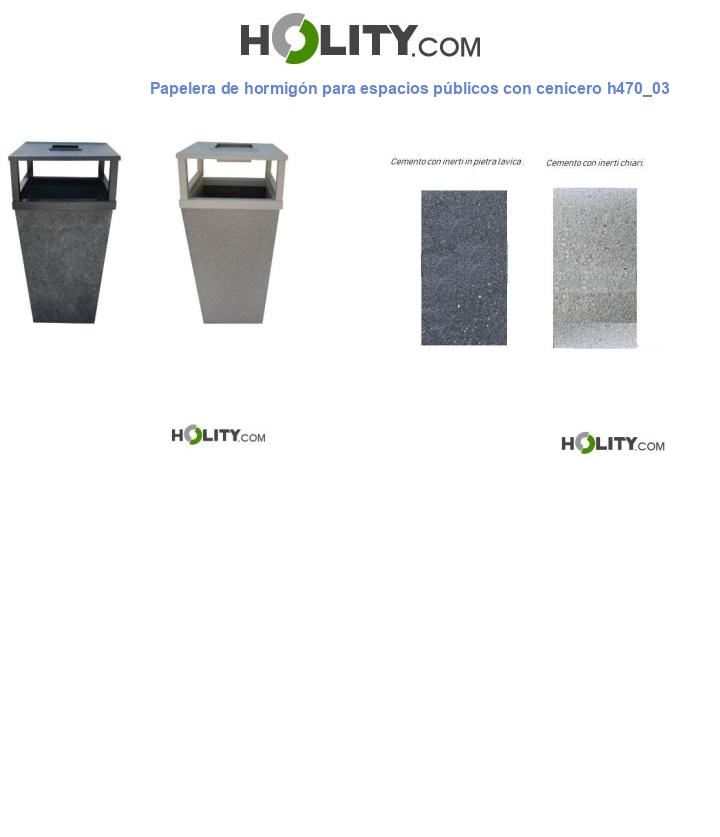 Papelera de hormigón para espacios públicos con cenicero h470_03