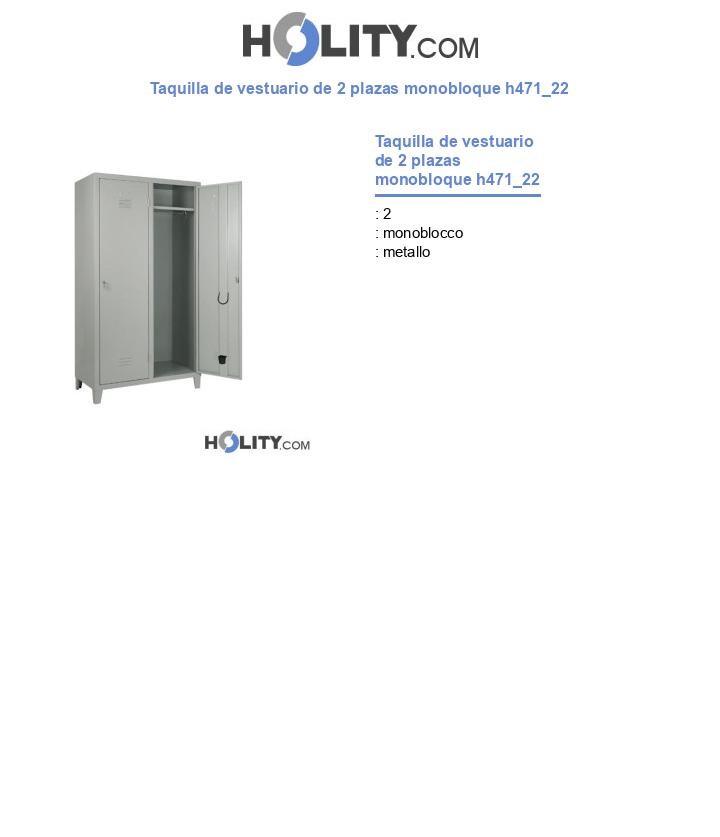 Taquilla de vestuario de 2 plazas monobloque h471_22