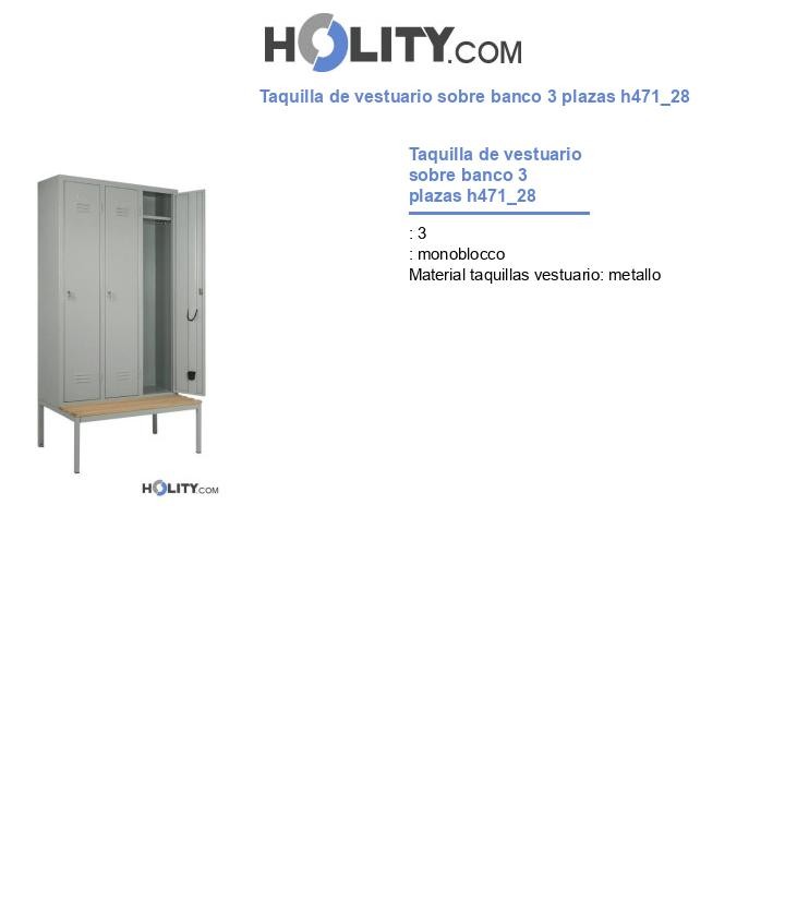 Taquilla de vestuario sobre banco 3 plazas h471_28