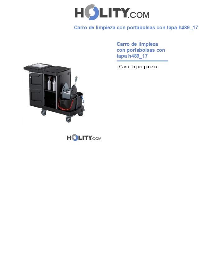 Carro de limpieza con portabolsas con tapa h489_17