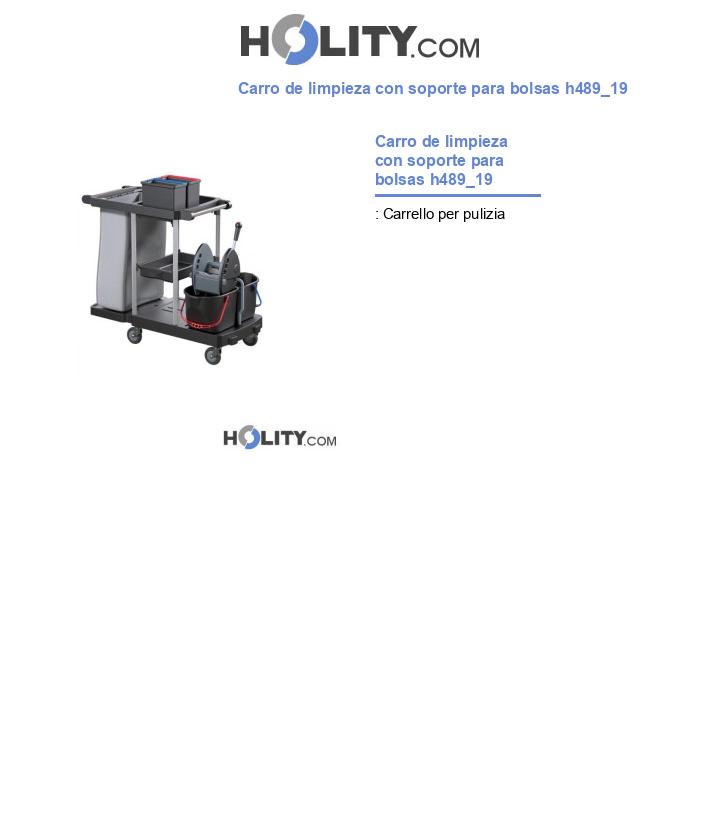 Carro de limpieza con soporte para bolsas h489_19