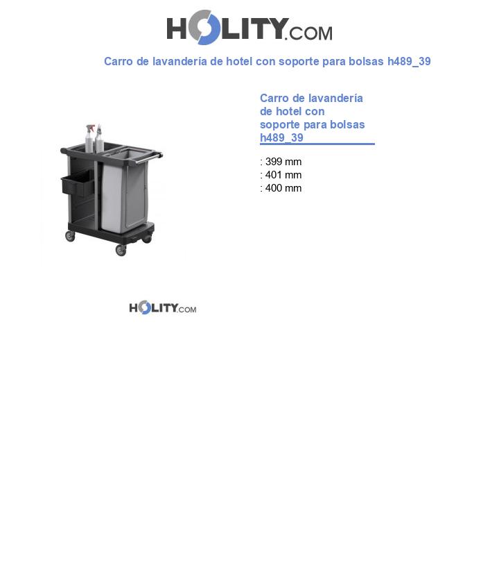 Carro de lavandería de hotel con soporte para bolsas h489_39