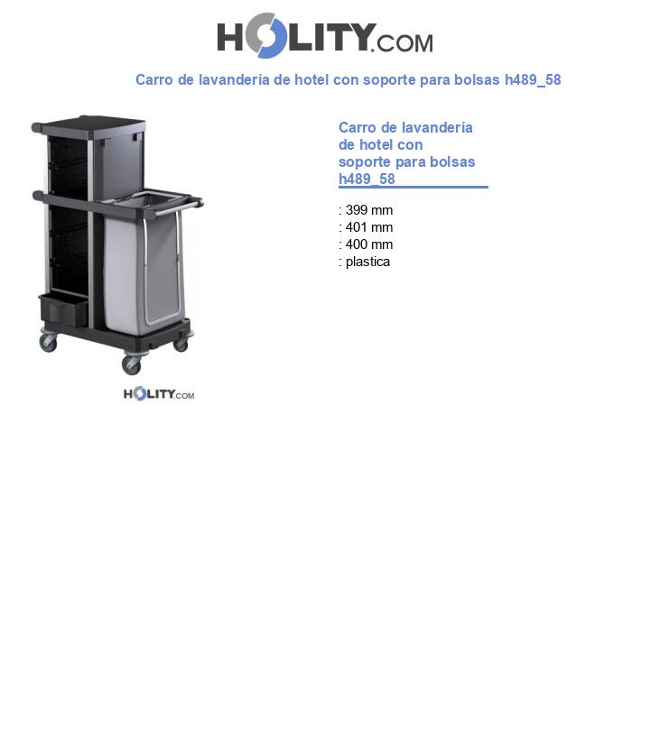 Carro de lavandería de hotel con soporte para bolsas h489_58